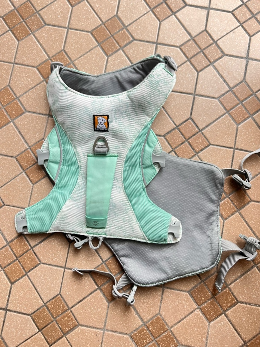 RuffWear Mint Green and Gray Dog Harness